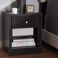 Baxton Studio MH5052-Wenge-NS Danette Modern and Contemporary Wenge Brown Finished 1-Drawer Nightstand
